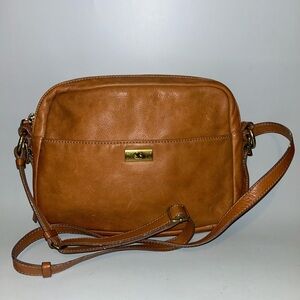 Pre loved vintage cognac leather J.Crew crossbody bag